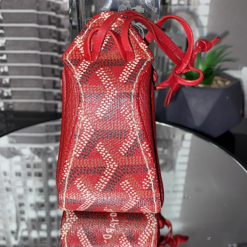 Authentic GOYARD Herringbone Leather Mini Drawstring Pouch Bag Bordeaux - Picture 1 of 17
